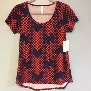 NWT LuLaRoe Red & Blue Classic T Size XXS Pit2Pit 16 inches
